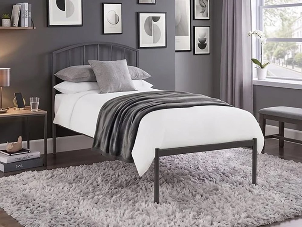 Julian Bowen Onyx Satin Black Metal Bed Frame - 4ft6 Double