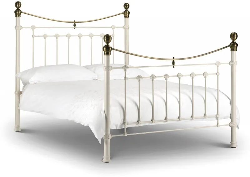 Photos - Bed Julian Bowen Victoria 5ft King Size Ivory and Brass Metal  Frame 5ftkin 