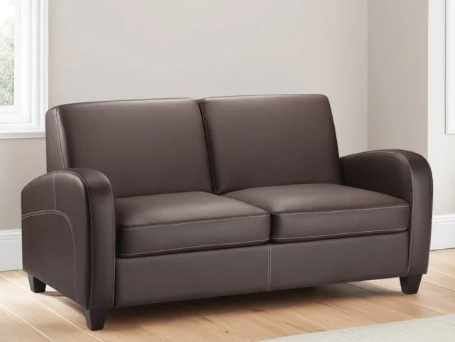 Photos - Bed Julian Bowen Vivo Chestnut Faux Leather 2 Seater Sofa  sofabeds 
