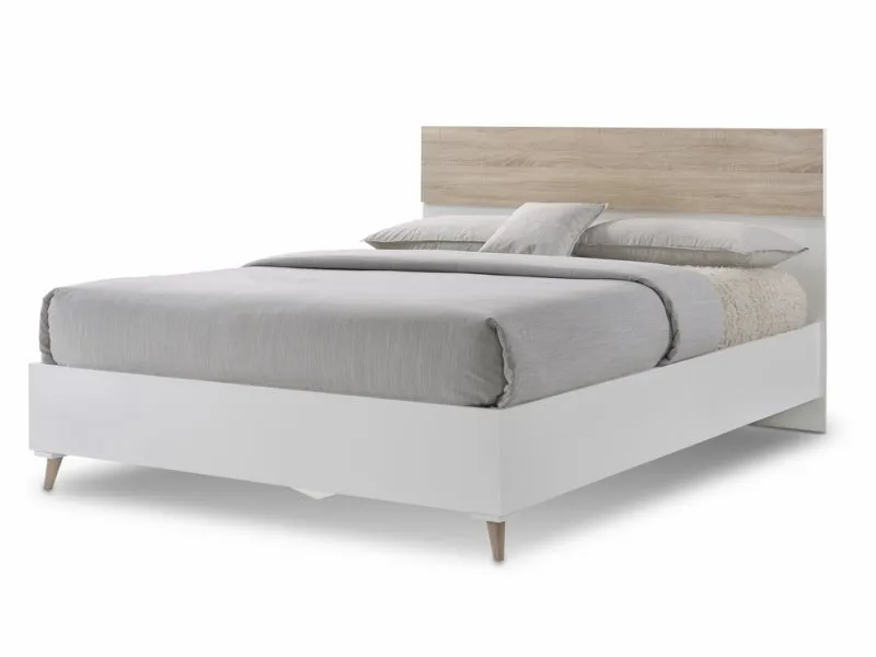 LPD Stockholm White and Oak Wooden Bed Frame - 4ft6 Double thumbnail
