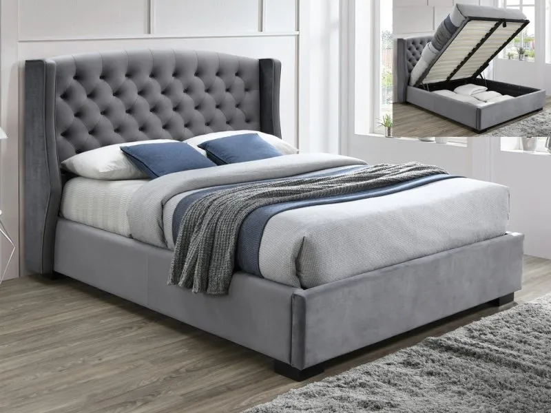 Grey king size ottoman bed frame hotsell