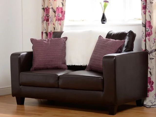 Seconique Tempo Brown Faux Leather 2 Seater Sofa