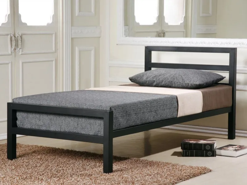 Black metal single bed discount